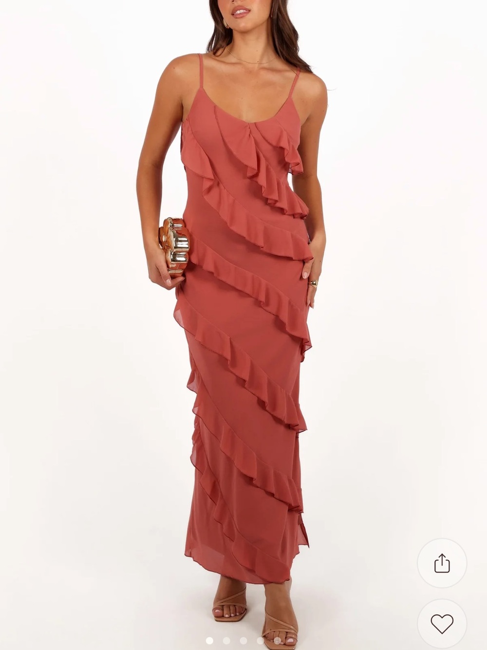 Petal & Pup Rosewood Ruffle-Trim Slip Maxi Dress